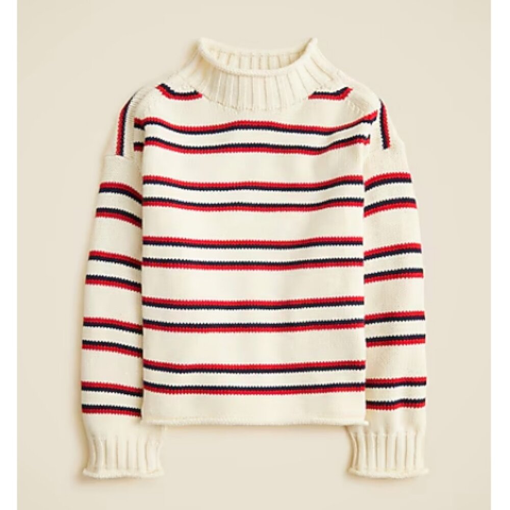 J.Crew Rollneck Sweater in cream/blue/red stripes